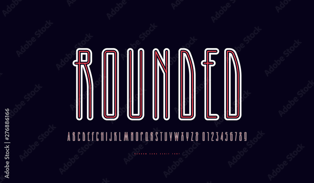 Fototapete condensed sans serif font with rounded corners and contour