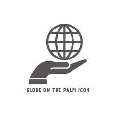 Globe on the palm hand icon simple flat style vector illustration.