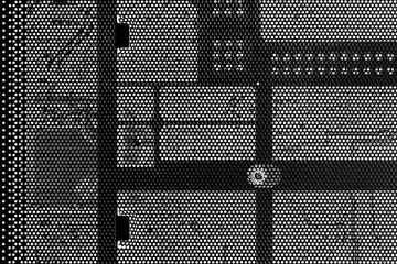 Electronic Circuit Board Protective Perforated Metal Cover Monochrome B&W Background