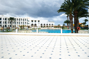 Fototapeta premium Beautiful swimming pool in a hot resort.