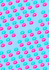 Colorful bright swim ring pattern collage isolated