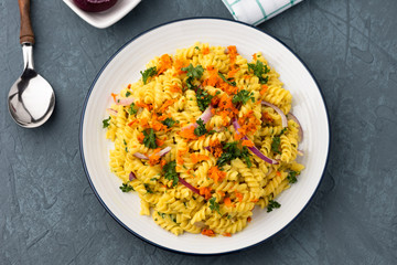 pasta fusilli with vegetable in Herb sauce 