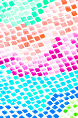 Mosaic Tiles Watercolour Diamonds and Squares Abstract Paint Multicolour  Background