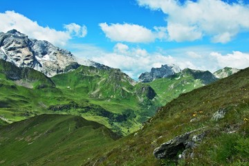 Austrian Alps-view on the mountains Drusenfluh from peak Kreuzjoch