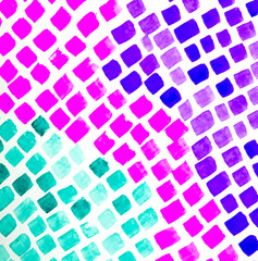 Mosaic Tiles Watercolour Diamonds and Squares Abstract Paint Multicolour  Background