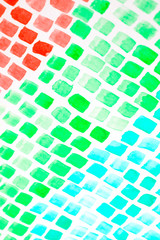 Mosaic Tiles Watercolour Diamonds and Squares Abstract Paint Multicolour  Background