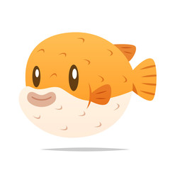 Cartoon puffer fish vector isolated illustration