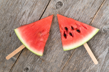Fototapeta na wymiar Watermelon slice popsicles