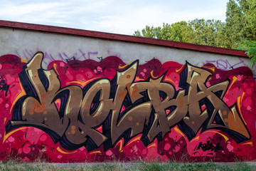 Beautiful colored graffiti drawing on the wall.