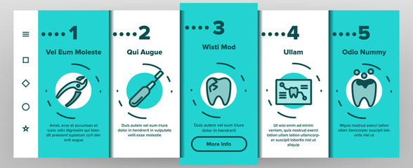 Dental Services, Stomatology Linear Vector Onboarding Mobile App Page Screen. Dentistry Clinic Thin Line. Dentist Equipment. Oral Cavity Treatment, Teeth Cure. Orthodontics Tools Illustrations