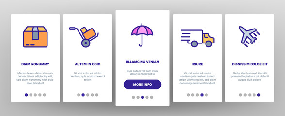Delivery Line Icon Set Vector. Onboarding Mobile App Page Screen Fast Transportation Service. Delivery 24 7 Logistic Support Icons. Express Order. Outline Web Illustration