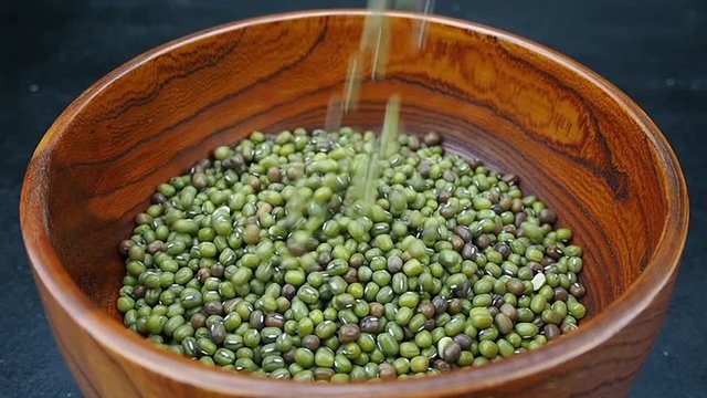 Slow motion. green beans lentils. slow motion chickpea. macro