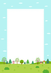 Summer nature and village landscape