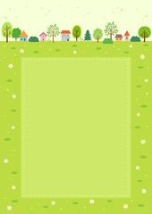 Summer nature and village landscape