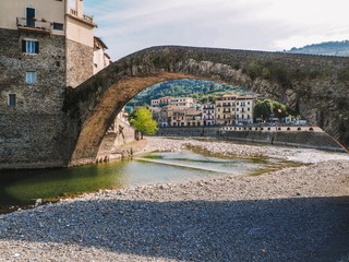 Venetian-style bridge in Dolceaqua, Italy, Bridge and the fortress