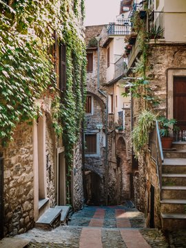 Fototapeta Medieval streets of the Italian city of Dolceacqua in Liguria