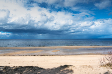 Fototapeta na wymiar Sandy coast , gulf of Riga, Baltic sea.