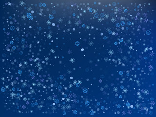Winter blue background with snowflakes. Vector illustration. 