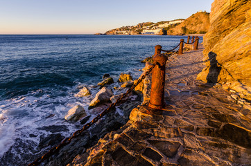 Beautiful Sunrise on the beaches of Almuñecar, core of the Costa Tropical (Granada) Spain