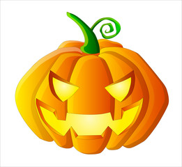 Halloween pumpkin illustration, orange evil pumpkin