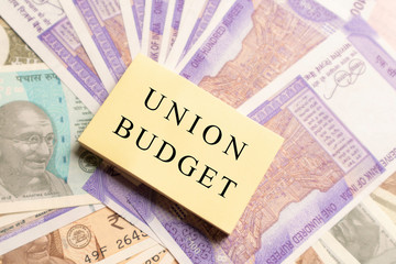 Union Budget printed on New Indian currency notes