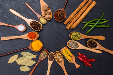 スパイスの集合写真　Group photo of representative spices 