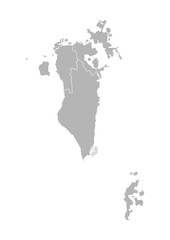 Vector isolated illustration of simplified administrative map of Bahrain. Borders of the governorates (regions). Grey silhouettes. White outline