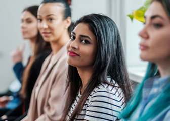 Obraz premium Group of young people waiting for a casting or job interview
