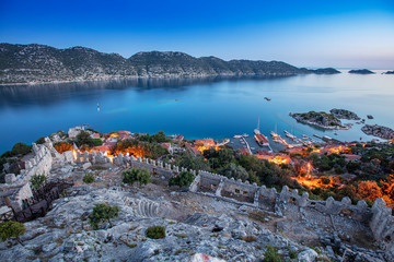 Kalekoy view in Kekova Gulf. Kekova is populer tourist destination in Turkey.
