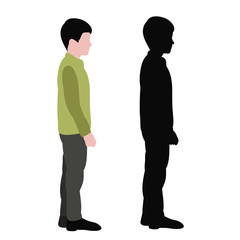 child and in a flat style the boy is standing sideways