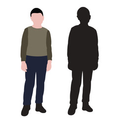  isolated, silhouette of a child and a boy in a flat style