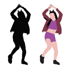  girl in flat style dancing