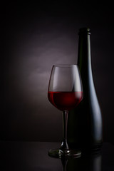 Red wine in a glass.