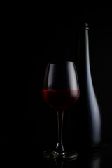 Red wine in a glass.