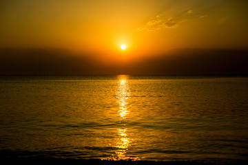 romantic summer sun setting 