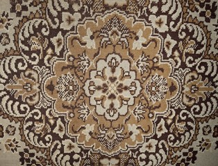 Detail of fiber in old worn carpet texture