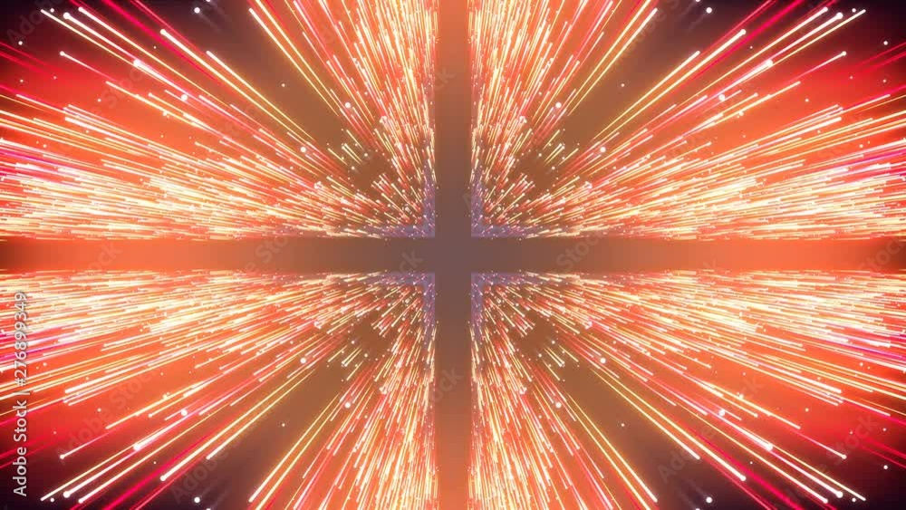 Leinwandbilder hyper jump flight in space. computer generated abstract cosmic background. orange glowing stars, cos