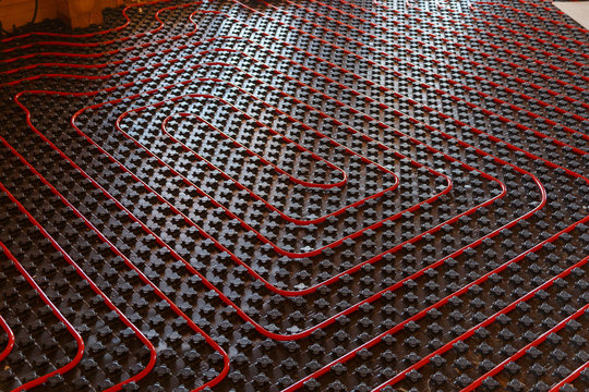 Underfloor heating pipes. Low temperature heating concept