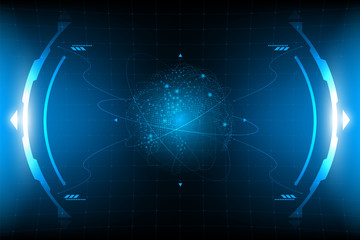 Futuristic earth globe with HUD.Future theme concept background.Data dashboard,Graph,Panel digital concept.vector and illustration