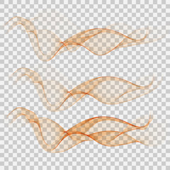 Shiny waves set on transparent background. Vector illustration