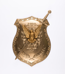 golden shield isolated on white background