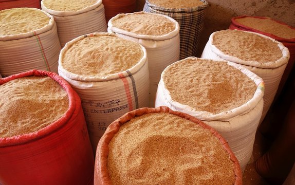 Grains for sale in Ethiopian market, February 2019