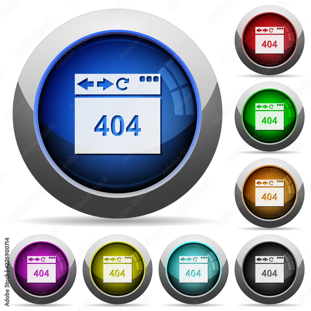 Poster browser 404 page not found round glossy buttons