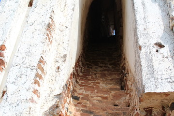 destroyed by time the brick walls of the ancient temple