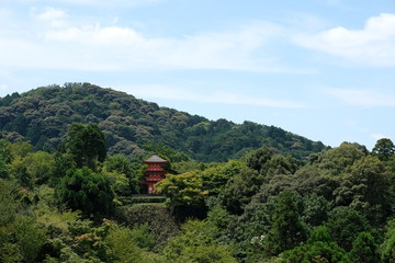Fototapeta na wymiar 夏の京都　清水の山の風景