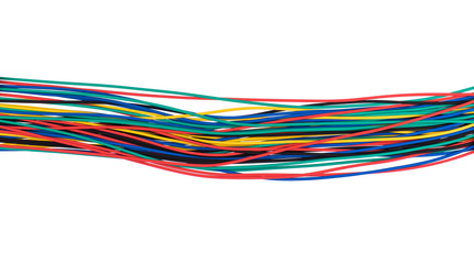 multicolored electrical wires isolated on white background
