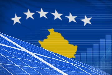 Kosovo solar energy power digital graph concept - renewable natural energy industrial illustration. 3D Illustration