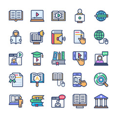 Online learning Flat Icons Pack 