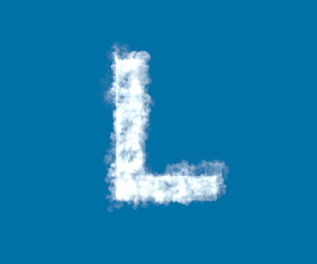 letter L made of light white cloud on blue sky background, cloudy alphabet - 3D illustration of symbols