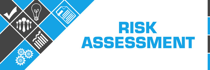 Risk Assessment Business Symbols Blue Grey Left Triangles 